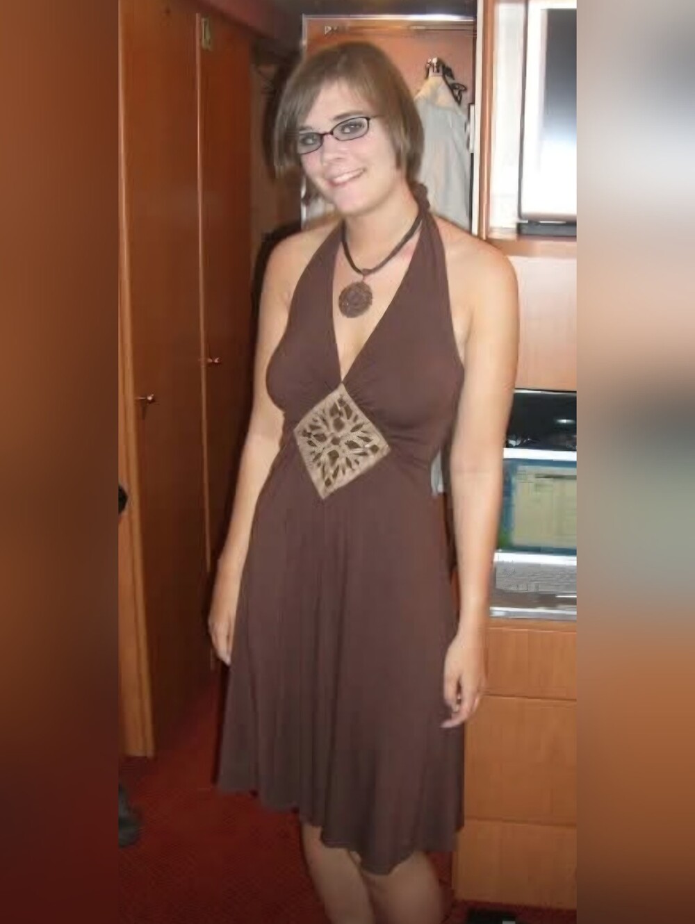 Cute Sugar Tart brown and tan mini dress Size M!
